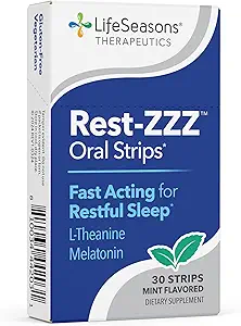Rest-ZZZ Oral Strips - Powerful Sleep Support Supplement - Fall Asleep & Stay Asleep - Calms Nervous System - Naturally Ease Tension & Restlessness - Low Dose Melatonin GABA & Chamomile - 30 Servings