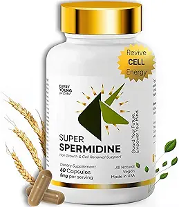 100% Natural Super Spermidine Supplements for Women and Men | 4X Ingredients to Supercharge Your Cellular Health and Hair Growth | Anti Aging Supplement Box