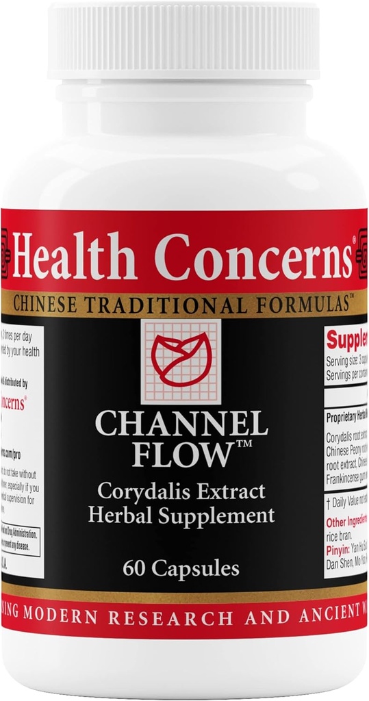 Health Concerns Channel Flow – Muscle Relaxation & Pain Support Supplement for Men & Women – Corydalis Root Extract – Chinese Herbal Formula for Headaches, Joint & Menstrual Discomfort – 60 Capsules