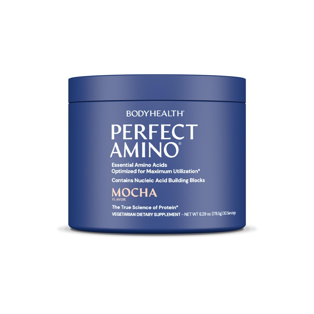 BodyHealth PerfectAmino Powder - BCAA και EAA Σκόνη για την προετοιμασία και μετά την προπόνηση - Amino Acid Energy Drink for Men and Women to Support Lean Muscle and Recovery - Mocha - 60 Services