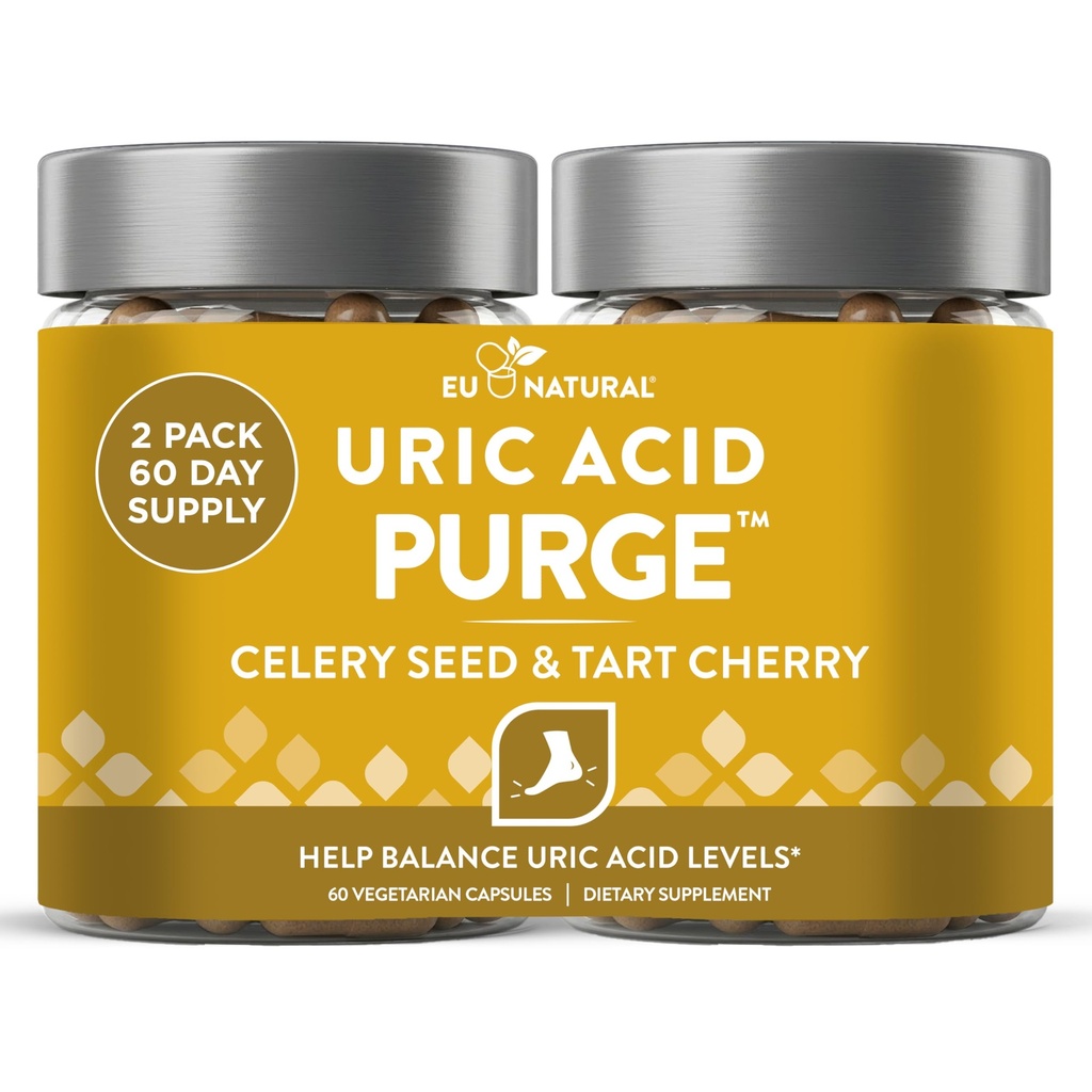Εκκαθάριση! Uric Acid Flush – Τρώτε και πιείτε ό, τι θέλετε – Αποτοξίνωση και καθαρισμού με εκχύλισμα σέλινου, ταρτάρ Cherry & Chanca Piedra για αποτελεσματική κοινή υποστήριξη και ενεργό κινητικότητα – 120 κάψουλες μαλακού Vegan