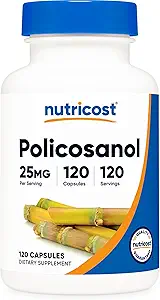 Nutricost Policosanol 25mg, 120 κάψουλες - Χωρίς γλουτένη, μη ΓΤΟ, και χορτοφάγους φιλικό