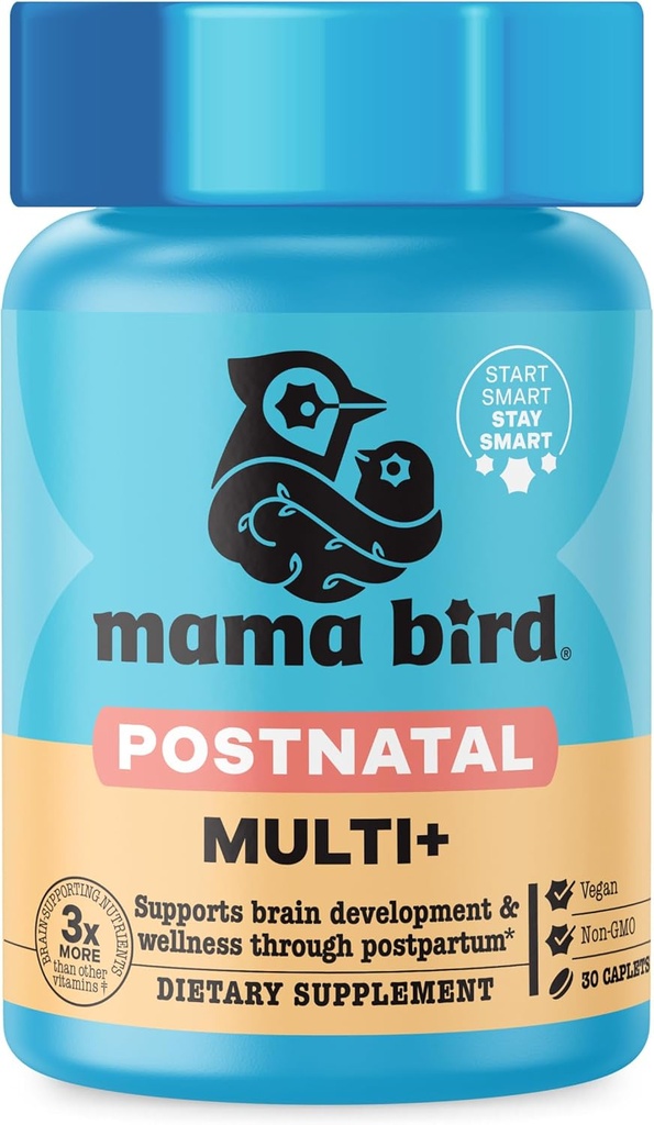 Best Nest Wellness Mama Bird Postnatal Vitamins for Breastfeeding and Postpartum, Whole Food Organic Blend, Methylated Vitamins, Vegan, Once Daily, 30 Ct