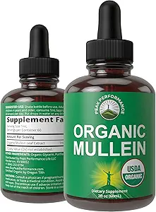 USDA Organic Mullein Leaf Drops for Lungs, αναπνευστική υγεία, Detox, Cleanse. Υψηλή βιοδιαθεσιμότητα για γυναίκες, άνδρες, παιδιά. Συμπλήρωμα υγρής βαφής. Πνεύμονες, Βήχας, Συμφόρηση. Vegan, Μηδέν Ζάχαρη