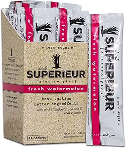 Superieur Electrolyte Powder Packets - Vegan Electrolyte Hydration Powder w/Sea Minerals - Keto Friendly, Non-GMO, Zero Sugar Electrolyte Supplement - Healthy Sports Drink - Καρπούζι (14 Πακέτα)
