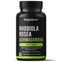 Natgrown Rhodiola Rosea με το εκχύλισμα ρίζας Ashwagandha Κάψουλες - Τυποποιημένο σε 3% Rosavins και 1% Salidroside - 120 κόμης