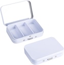 2Pack Pill Box 3 θήκη χαπιών διαμερίσματος, Portable Metal Travel Pill Box με καθρέφτη για την ιατρική, βιταμίνες, Fish Oil και συμπληρώματα, Portable Pill Box για Pocket ή Purse(White)