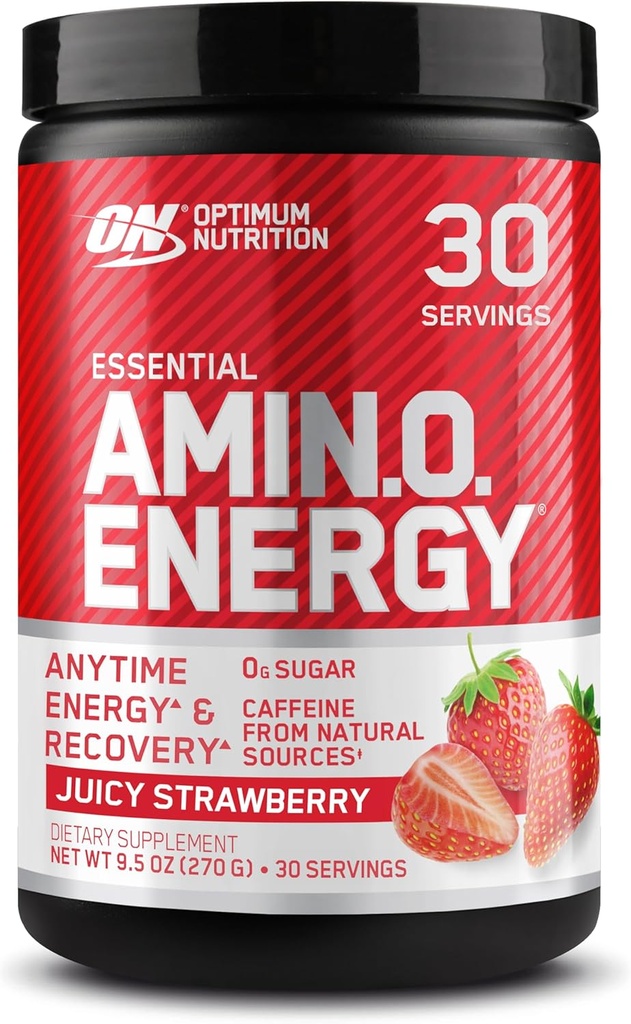 Optimum Nutrition Amino Energy - Pre Workout with Green Tea, BCAA, Amino Acids, Keto Friendly, Green Coffee Extract, Energy Powder - Juicy Strawberry Burst, 30 Servings (Packaging May Vary)