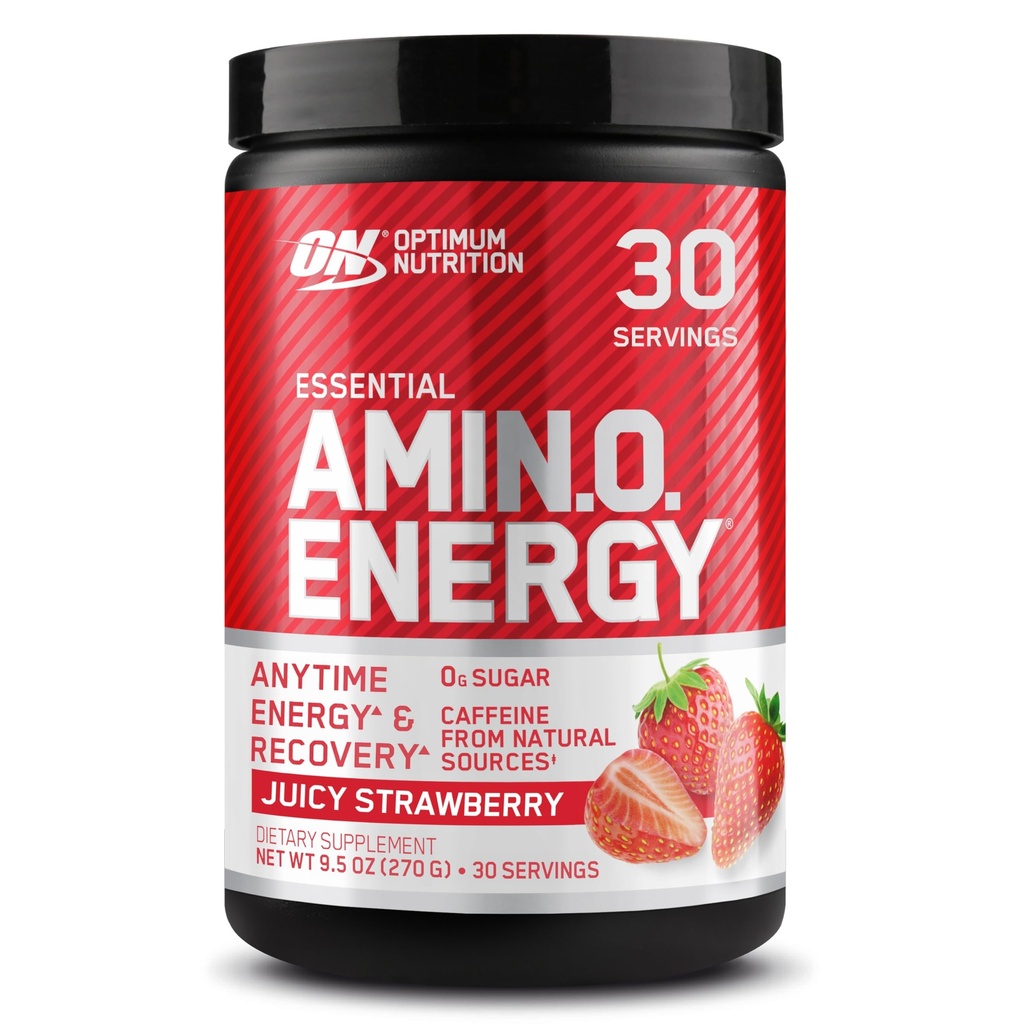 Optimum Nutrition Amino Energy - Pre Workout with Green Tea, BCAA, Amino Acids, Keto Friendly, Green Coffee Extract, Energy Powder - Juicy Strawberry Burst, 9.5 Ounce, 30 Servings (Packaging May Vary)