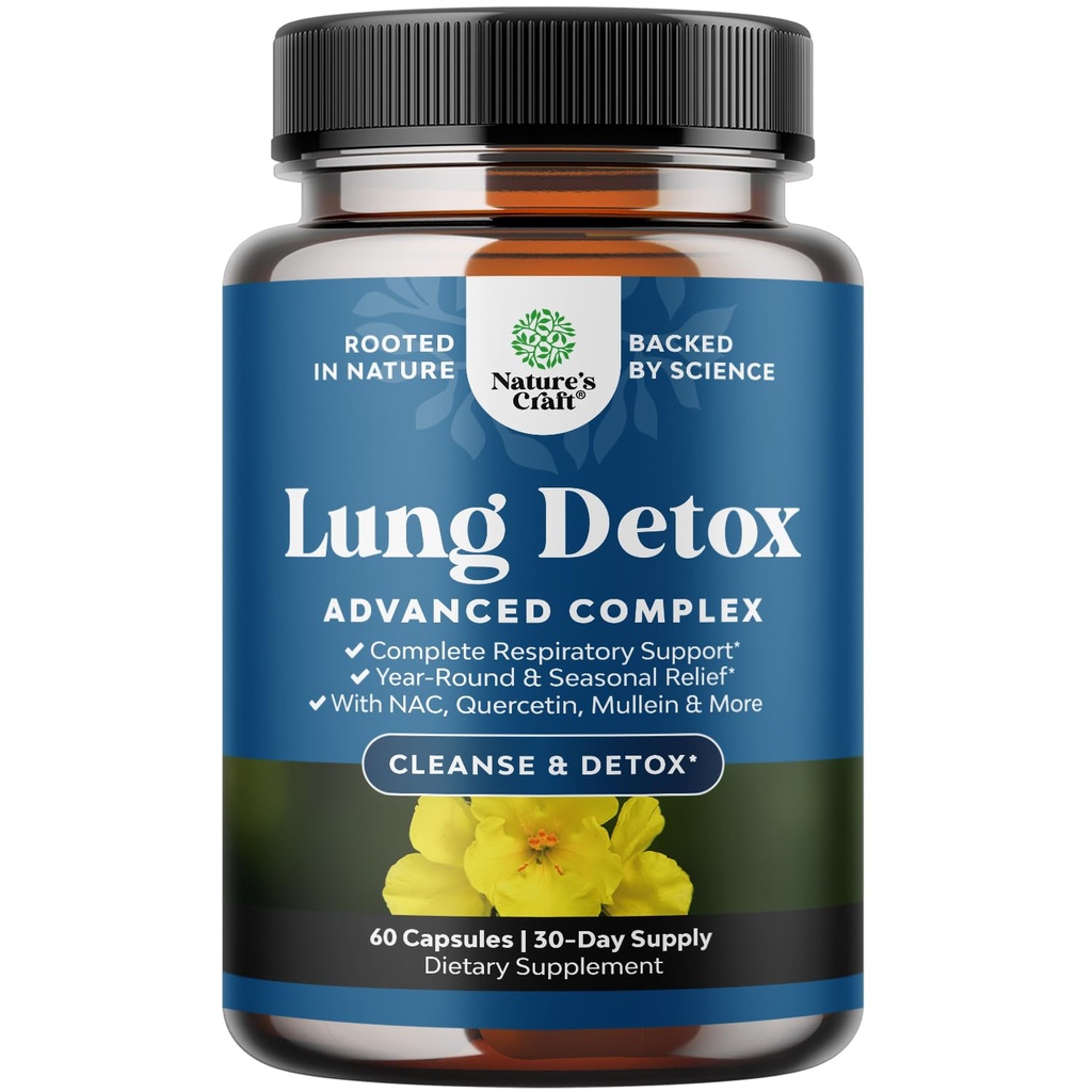 Lung Detox Mullein Leaf Capses - Καθαριστικό συγκρότημα καθαρισμού πνευμόνων Mullein Lung με εκχυλίσματα NAC Quercetin & Cordyceps - Φυλλάδιο Βότανο αναπνευστικό συμπλήρωμα για ιγμορίτιδα & αναπνοή Υποστήριξη 60ct