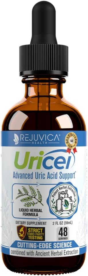 Uricel - Advanced Uric Acid Support & Cleanse Supplement - Κοινή & Παιδική Υποστήριξη - Υγρή Παράδοση για Καλύτερη Απορρόφηση - Tart Cherry, Chanca Piedra, Σπόροι σέλινου & Κουρκουμάς - 2 fl oz