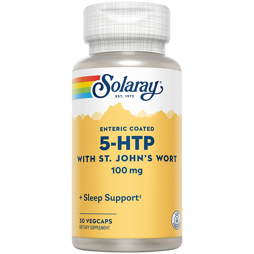 SOLARAY 5- HTP Plus St John's Wort - 30 Enteric-Coated Capsles - 100 mg - 30 Services