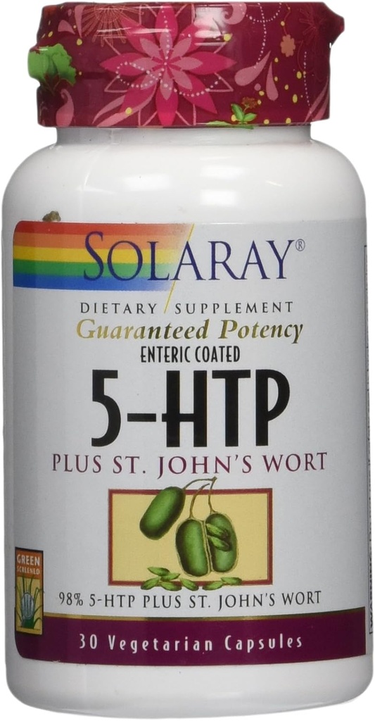 SOLARAY 5- HTP Plus St John's Wort - 30 Enteric-Coated Capsles - 100 mg - 30 Services
