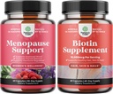 Bundle of Herbal Menopause Supplement for Women and 10000 mcg Pure Biotin Pills for Women & Men - Ιδανικό για την ισορροπία των οιστρογόνων - Stop Hair Loss Aminning Φυσικό συμπλήρωμα