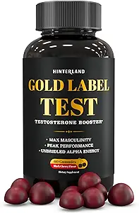 Gold Label Testosterone Booster Gummies with Tongkat Ali, Zinc, D3, Ashwagandha, Fenugreek, Magnesium, Boron for Male Enhancement, Muscle Building, Vitality, Strength, Performance, Energy - 60 Count