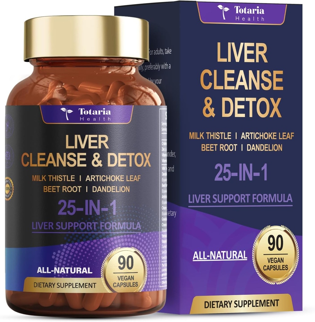 Liver Cleanse Detox & Επισκευή 25-σε-1 με το γάλα Thistle, Dandelion Root, Beetroot, εκχύλισμα Artichoke για την υγεία του ήπατος Βότανο συμπλήρωμα στήριξης του ήπατος Βιταμίνες ψευδάργυρος, Choline 90 Vegan Κάψουλες