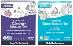 Earth Mama Organic Elderberry Immune Tea + Organic Laroat SmoothieTM Tea for Wellness Support 