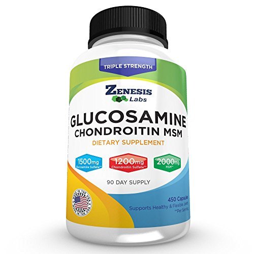 Zenesis Labs Glucosamine Sulfate + Chondroitin + MSM Συνδυασμός Joint & Cartilage Supplement 450 Κάψουλες (Bulk 90 Day Supply) 1500mg, 1200mg, 2000mg ανά υπηρεσία