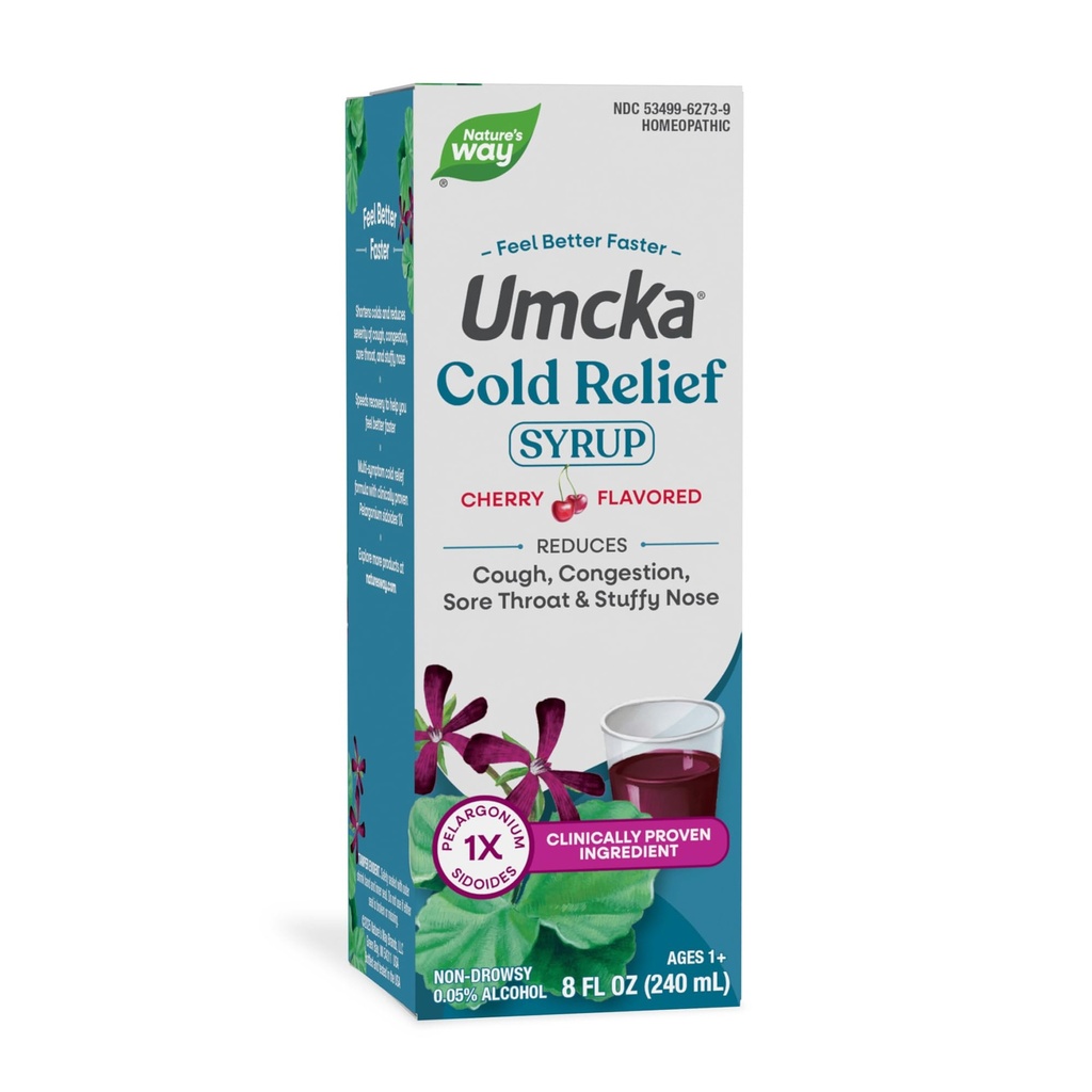 Ο τρόπος της φύσης Ψυχρή Ανακούφιση Syrup, Umcka, Shortens Διάρκεια & Μειώνει τη σοβαρότητα, Multi-Συμπτώματα Ψυχρή Ανακούφιση, Ομοιοπαθητικά, Phenylephrine Δωρεάν, Μη-Νύχτα, Cherry Γεύση, 8 Fl Oz (Packaging May Vary)