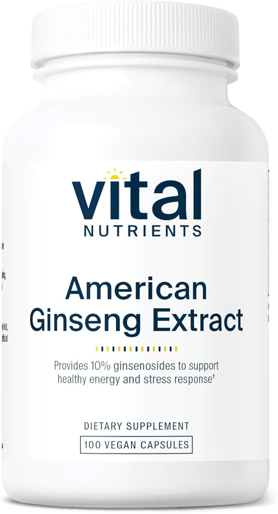 Vital Nutrients - American Ginseng - Ενεργειακή Υποστήριξη - Ψυχική και Φυσική Αντοχή - 100 Καψάκια Χορτοφαγικής ανά Μπουκάλι - 250 mg