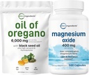 Micro Ingredients Oil of Oregano Softgels 6.000mg Per Serving & Magnesium oxide 400mg Bundle Pack 