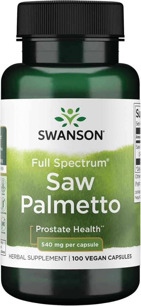 Swanson Saw Palmetto - συμπλήρωμα βοτάνων που προωθεί την υποστήριξη για την υγεία των αρσενικών Prostate - φυσικό συμπλήρωμα μαλλιών & υποστήριξη για την υγεία των ούρων - 540 mg 100 κάψουλες