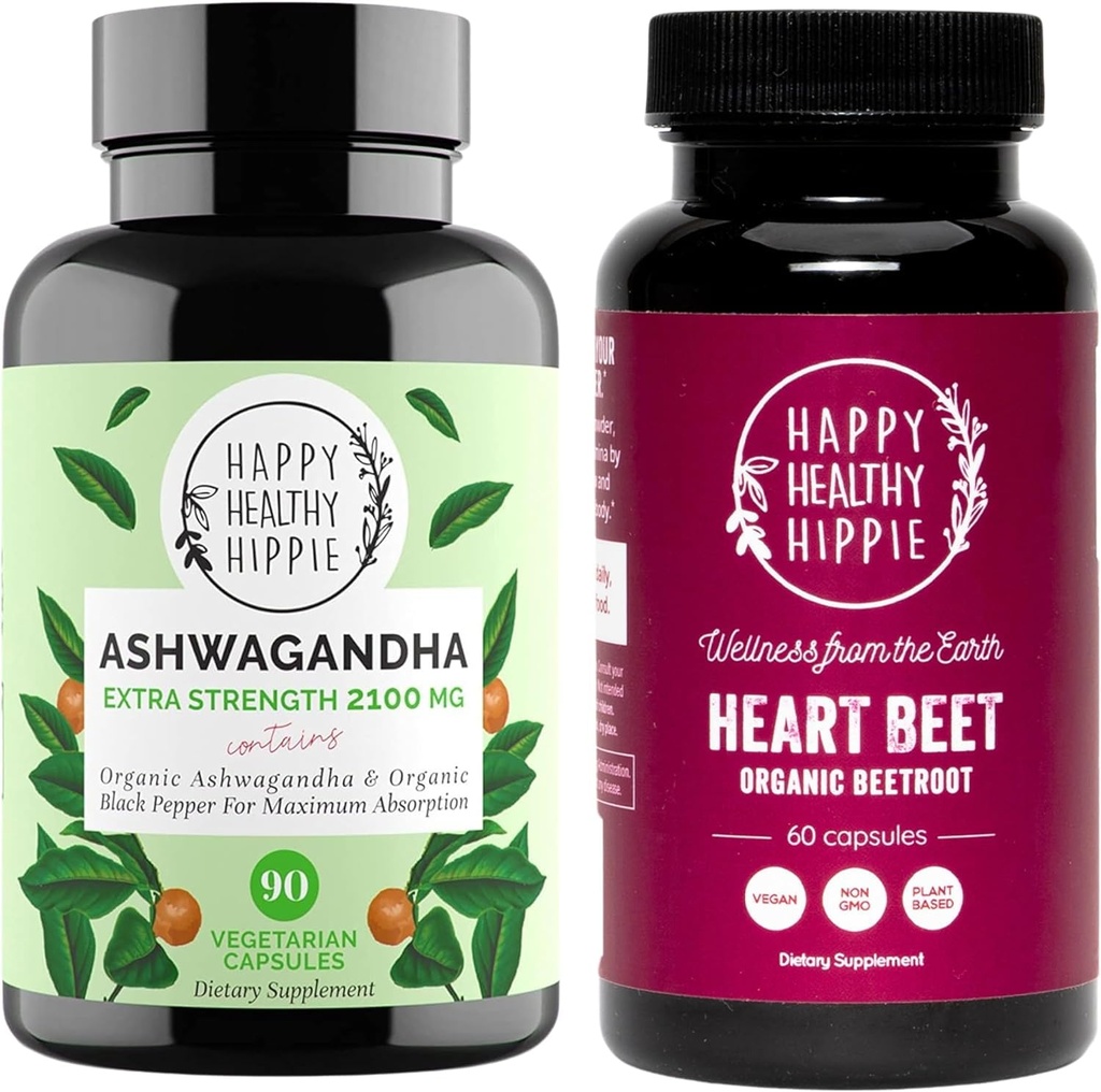 Happy Healthy Hippie Beetroot Κάψουλες & Βιολογικά Ashwagandha Συμπληρώματα Υποστήριξης Καψάκια