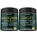 Bundle 5in1 Ashwagandha Shilajit & 5in1 συμπλήρωμα τζίντζερ - Υποστήριξη καρδιά, πέψη υγεία και ανοσοποιητικό