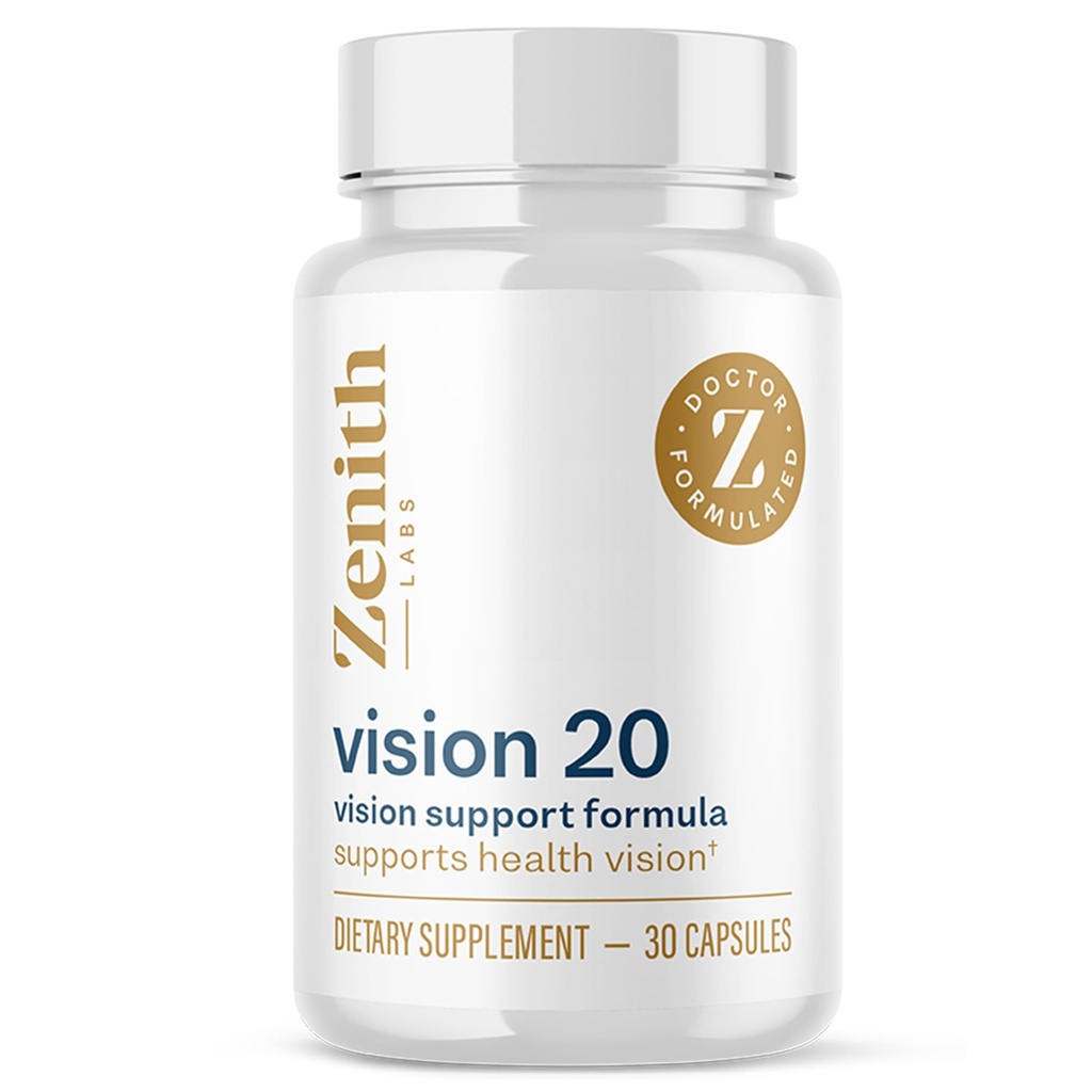 Zenith Labs Vision 20 Βιταμίνες ματιών - Lutein, Zeaxanthin, και Bilberry Extract - Υποστηρίζει το ένδυμα ματιών, και την υγεία ματιών - Carotenoid Blend