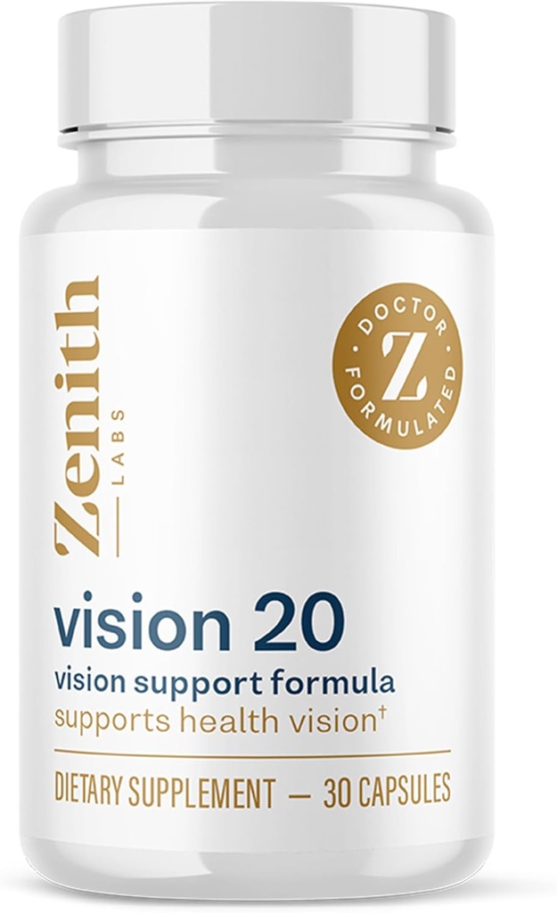 Zenith Labs Vision 20 Eye Vitamins - Lutein, Zeaxanthin, and Bilberry Extract - Supports Eye Strain, and Eye Health - Carotenoid Blend