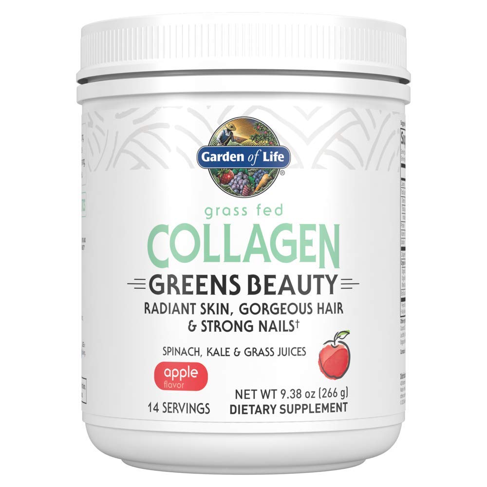 Garden of Life Grass Fed Collagen Greens Beauty Powder - Apple, 14 services, για γυναίκες Δερμάτινα Καρφάκια Καρφάκια, Κολλαγόνο Πεπτίδια Σκόνη + Πρωτεΐνη + Πράσινο Συμπλήρωμα