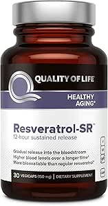Ποιότητα της ζωής Resveratrol SR - Ισχυρή κατά της γήρανσης Όλα φυσικά Formula - 30 Vegicaps