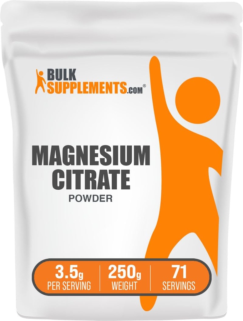 BulkSupplies.com Μαγνήσιο Κιτρικό Σκόνη - Μαγνήσιο 400mg Συμπλήρωμα, Εύκολα Απορροφήσιμο - Καθαρό & Χωρίς Γλουτένη, 3,5g ανά Σερβίρισμα, 250g (8,8 oz) (Pack of 1)