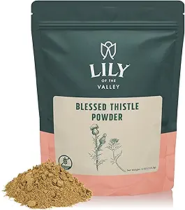 LILY OF THE VALLEY Eυλογημένο Εκχύλισμα Thistle Σκόνη - Ιδανικό για Smoothies & Juces - Τσάι Γαϊδουράγκαθο - Πλούσιο σε Σιλυμαρίνη και Αντιοξειδωτικά - Vegan & Gluten-Free - Συσκευασία σε Resealable Pouch (4oz, 113g)