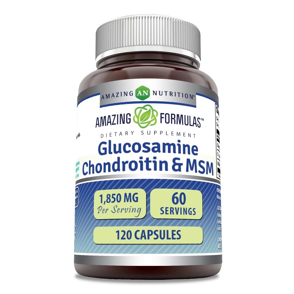 Amazing Formulas Glucosamine Chondroitin MSM 1850 mg Per Serving Capsules Supplement 