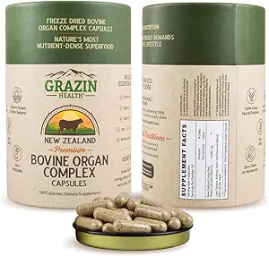Grass Fed Bovine Organ Complex: Liver, Spleen, Kidney, Heart, Pancreas (600 Mg per Organ per Capsule), 3000 Mg per Serving (30 Servings)