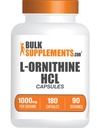 BulkSupplements.com L-Ορνιθίνη HCl Κάψουλες - L-Ορνιθίνη Υδροχλωρική, L-Ορνιθίνη 1000mg - Amino Acids Supplement, Gluten Free, 2 κάψουλες ανά υπηρεσία, 180 Count (Pack of 1)