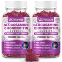 2 συσκευασίες 2000mg Γλυκοζαμίνη Chondroitin Gummies, Επιπλέον δύναμη Γλυκοζαμίνη με Chondroitin MSM & Turmeric, Συμπληρώματα Κοινής Υποστήριξης, Αντιοξειδωτική Ανοσολογική Υποστήριξη - 120 Gummies