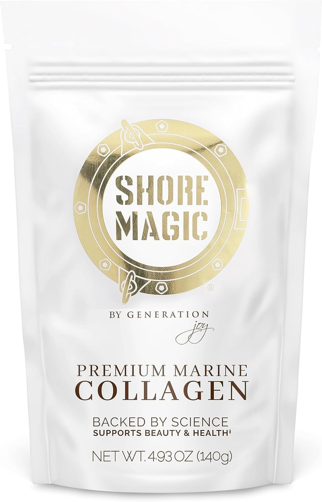Shore Magic Premium Marine Collagen Powder – Hydrolyzed Type I, II, III & IV Peptides from Wild Fish for Skin, Hair, Nails & Joints, 14 Services