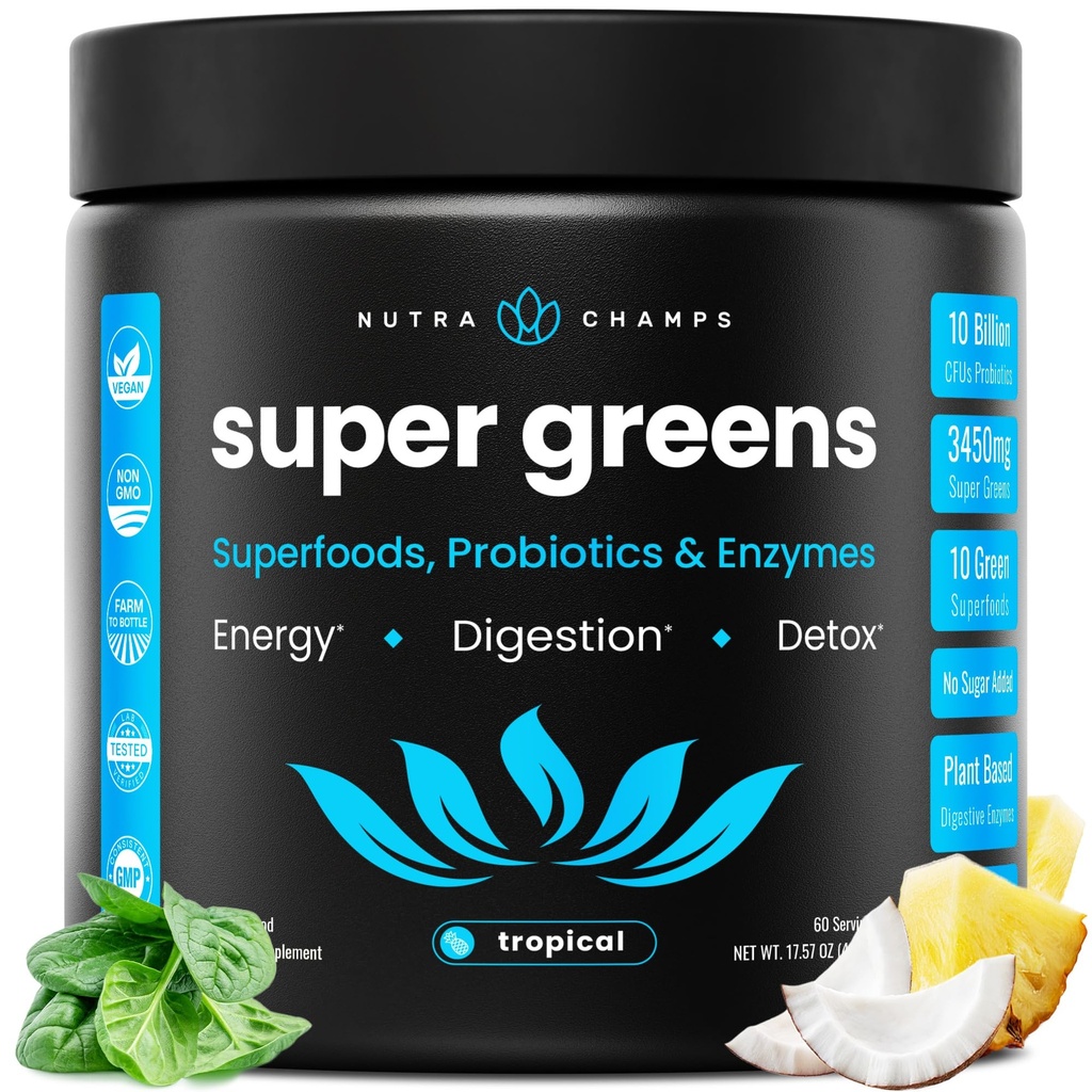 NutraChamps Super Greens Powder Premium Superfood 