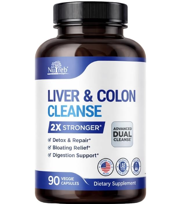 Liver Detox & Colon Cleanse - 2X Ισχυρότερο - Liver Cleanse Detox & Repair - Καθαριστικό Κολώνα & Detox - Premium συμπλήρωμα γαϊδουράγκαθου γάλακτος - Άνδρες & γυναίκες - Vegan 90 κάψουλες