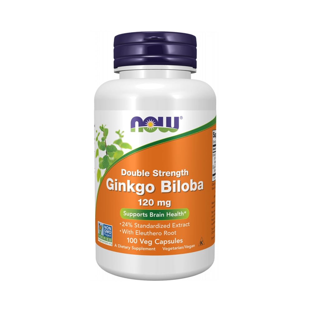 NOW Foods Ginkgo Biloba with Eleuthero Root, 100 Veg Capsules