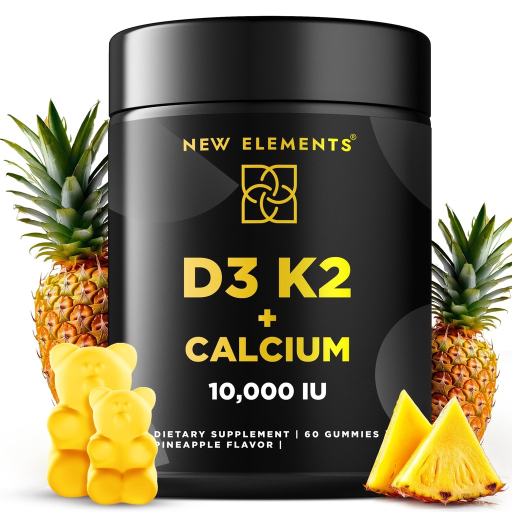 Βιταμίνη D3 K2 Gummies 10000 IU με Ασβέστιο 100mg - VIT D3 για Ενήλικες - Mk7 Βιταμίνη K2 100mcg - Συμπλήρωμα βιταμίνης D για Άνδρες & Γυναίκες - Χωρίς Γλουτένη Vegan Μη ΓΤΟ