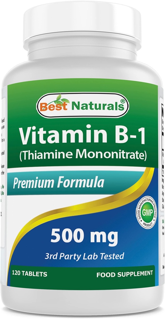 Best Naturals Βιταμίνη Β1 ως Thiamine Mononitrate 500 mg 120 δισκία (120 Count (Pack of 1))