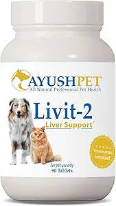 Ayush Pet Livit-2 - συμπλήρωμα υποστήριξης ήπατος σκύλου, φυσική υποστήριξη ήπατος για γάτες, σκύλους και άλογα, υποστηρίζει τη συνολική ευεξία, υγιές δέρμα και παλτό για κατοικίδια ζώα - 90 δισκία