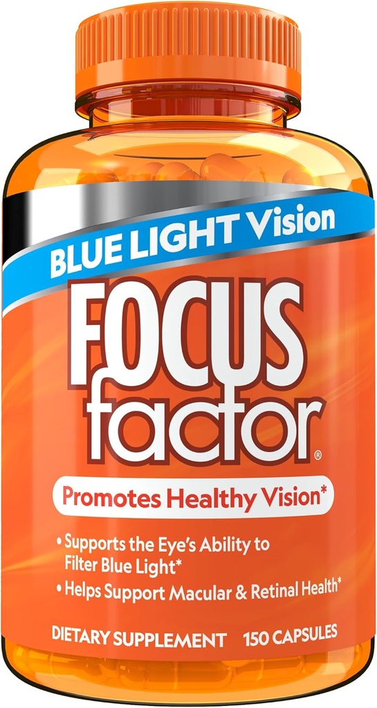 Focus Factor Blue Light Formula (150 Count) - Βιταμίνες ματιών με Γαλάζια Φίλτρα - Lutein και Zeaxanthin συμπλήρωμα με βιταμίνη C, βιταμίνη Ε, Lutemax 2020® - Προώθηση της υγείας των ματιών