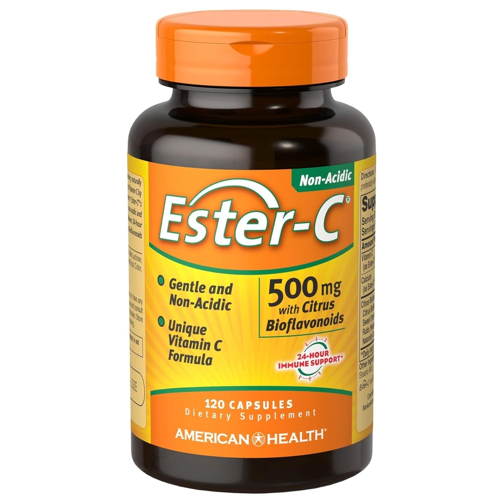 American Health Ester-C with Citrus Bioflavonoids Κάψουλες - Απαλό On Stomach, Μη Ακιδική Βιταμίνη C - 500 mg, 60 Servings, 120 Count