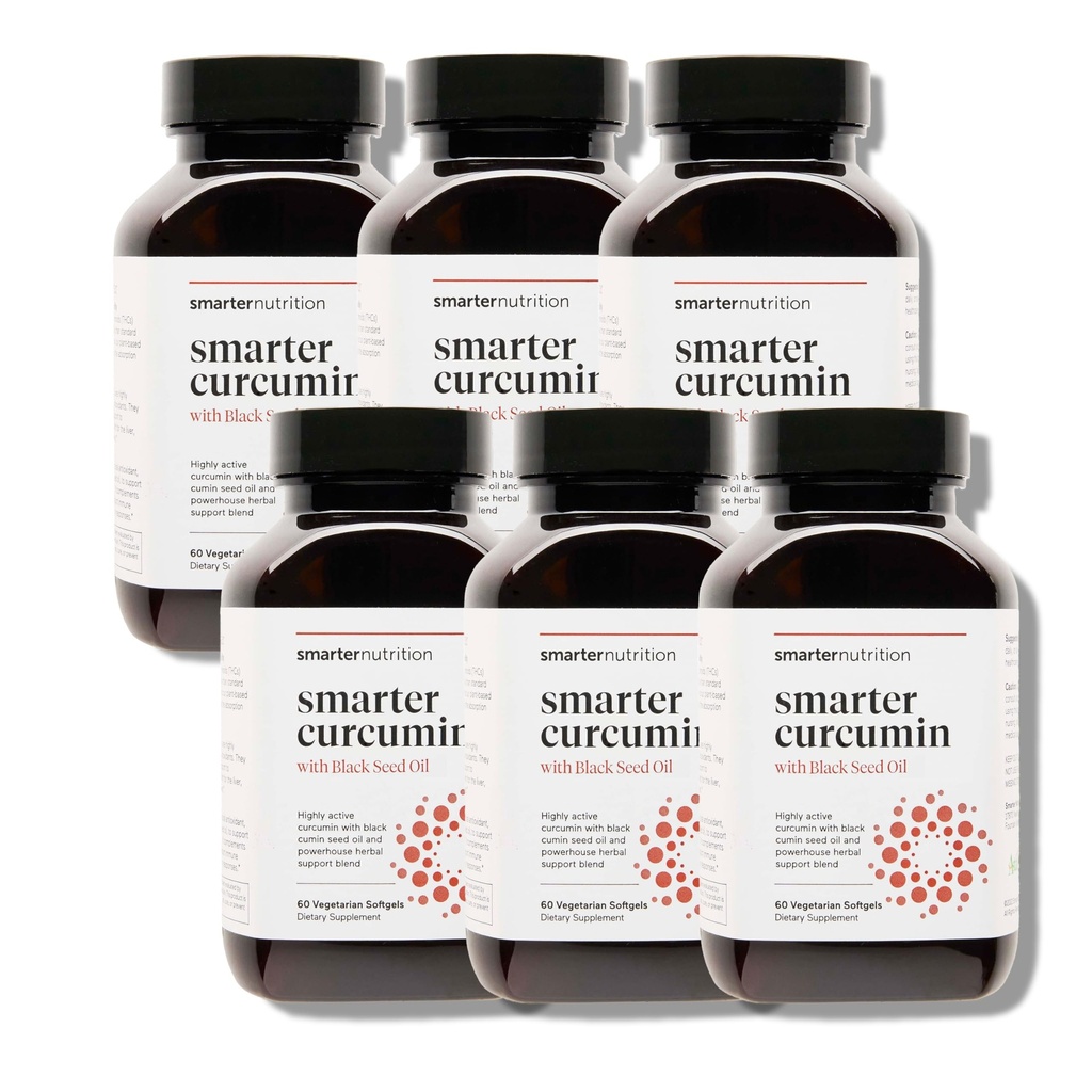 Smarter Nutrition Curcumin Softgels - Vegan Υψηλή απορρόφηση 400 mg συμπλήρωμα κουρκουμίνης Τυποποιημένο σε 95% Τετραϋδροκουρκουμινοειδή + Μαύρο Έλαιο Σπόρου & Τζίντζερ για Κοινή & Ανοσοποιητική Υγεία - 360 Ct