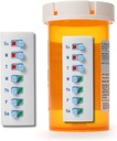 Peel and Stick Reusable for 12 + Refills, Pill/Medication/Vitamin/Pet Med Tracker & Reminder, Attach to Your Bottle, Organizer-Free, Curved‑Back (White, 2-Pack)