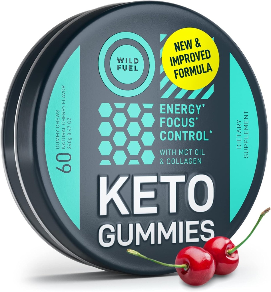 MCT Oil Keto Gummies Collagen Movement Booster - Προ προπόνηση Gummy Energy Chews Keto Candy - Φυσική και ψυχική ενέργεια, χαμηλή υδατάνθρακες, χαμηλή θερμίδα - 60 Cherry Collagen Gummies για γυναίκες και άνδρες